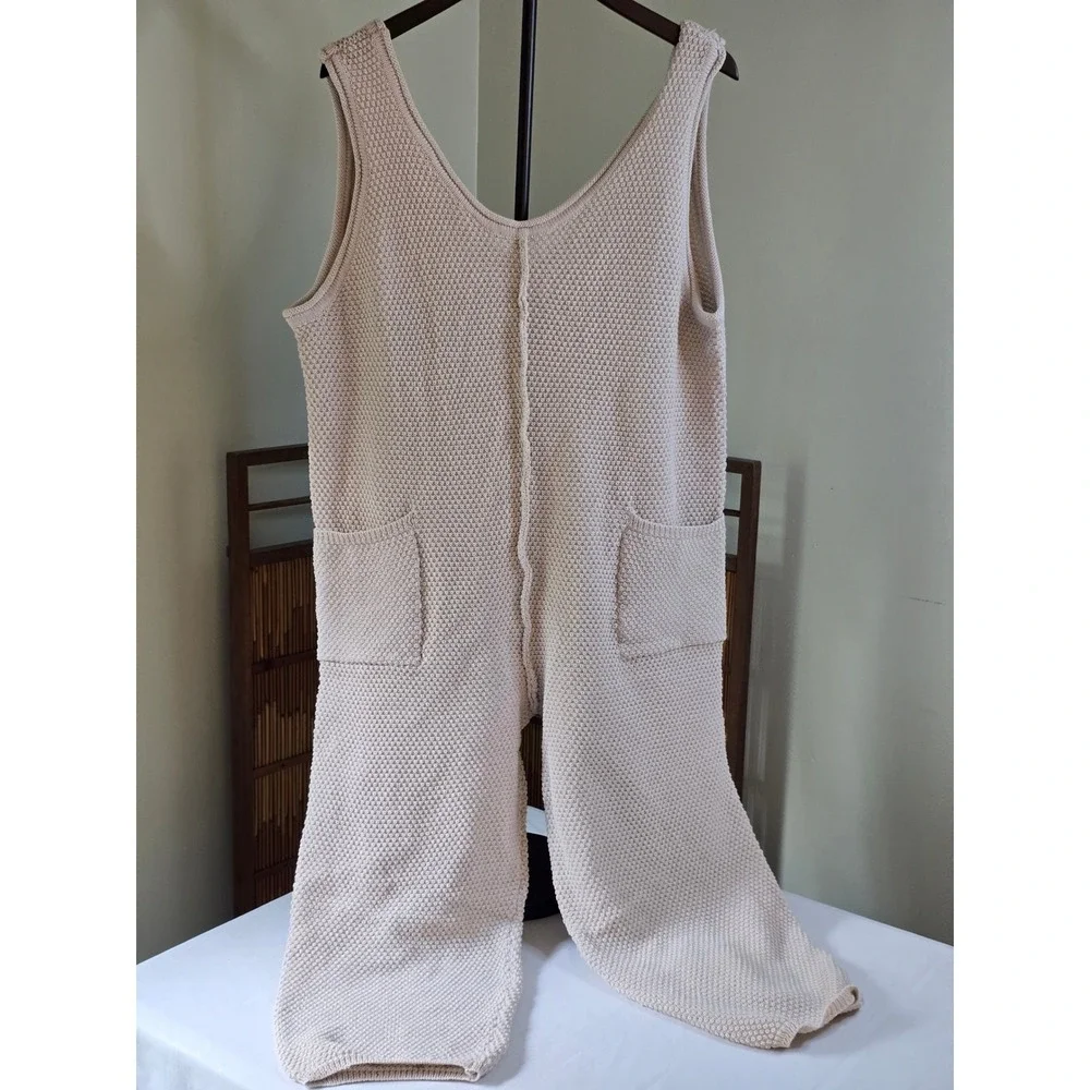 Cozy Chunky Knit Pocket Jumpsuit in‎ Light Taupe Softgirl Hobo Boho